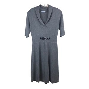 Calvin Klein Sweater Dress Grey Short Sleeve Size Medium